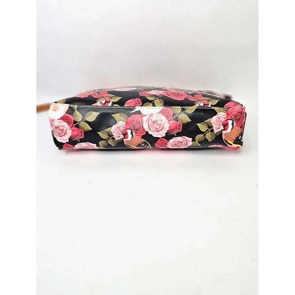Cavalcanti Italian floral rose Bird wristlet clutch made of genuine leather